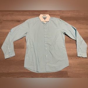 Express Blue and White king sleeve button down dress shirt